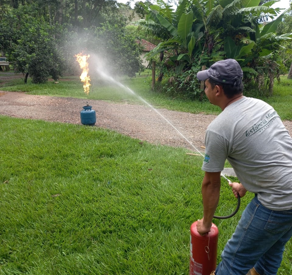 Manuseio de entintor de incêndio