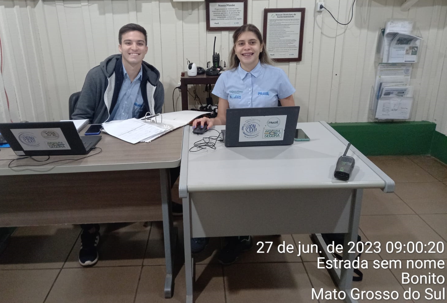 Dillian e Bruna Mello durante auditoria interna na Estância Mimosa (Bonito/MS).